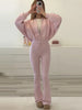 Solid Color Jacket Flared Trousers Woman Set Round Neck Zipper Jackets High Waist Long Pants Casual Versatile Women's Sets