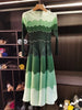 Designed Women's Pleated Dress O-neck Loose Fit Color Block Beaded Long Sleeve Female Clothing 9G1031