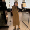 Chic Suede Women's Windbreaker Leather Patchwork Turn-Down Collar Single Breasted Waist-Closed Long Coat Autumn Lady Jacket