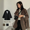 Women Tailored Coat Jacket Lapel Button Pocket Long Sleeve Double Breasted Loose Blazer Office Y2k Casual Spring Autumn