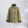 Women Reversible Double Sided Jacket Coat Stand Collar Plaid Loose Fit Warm Coats Casual Office Work Outerwear Spring