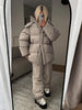 Drawstring Women's Winter Padded Jacket Pant Suits Hooded Full Sleeve Warm Jackets Pants Thicken Casual Lady Outfit