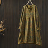 Japanese Vintage Mori Girl Floral Printed Knitted Sweater Pullover Dress Women Autumn O-Neck Long Sleeve Casual Loose Dresses