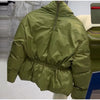 Glossy Stand‑Collar Drawstring Waist Back Zip‑Up Puffer Coat Winter Women Warm Padded Jacket Lady Cotton‑Padded Coat