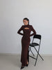 Sexy Sheath Women's Maxi Dresses Solid Turtleneck Regular Long Sleeves Hollow Out Slim Fit Bodycon Party Vestidos Robes