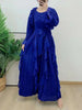 Ruffles Pleated Dress Women Round Neck Flare Sleeves Solid Maxi Belt Dresses Party Spring 2AA1502