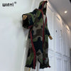 Africa classic camouflage colour print Winter Hooded cardigan dress Female abaya winter outfits for women long down coat