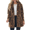 Women Winter Warm Faux Fur Coat Casual Turn-down Collar Leopard Jackets Ladies Streetwear Long Sleeve Pockets Overcoats