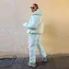 Winter Leopard Print Thicken Coat Pants Women Set Long Sleeve Zippers Hooded Jacket Wide Leg Trousers Lady Outfit