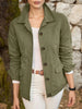 Women Autumn Jackets Casual Turn-Down Collar Long Sleeve Button Up Solid Outerwear Commuting Work Wear Overshirts