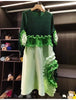 Pleated Tie Flower Long Sleeve Women's Dress Chic Loose Colorblock Patchwork Design Beading Famale Clothing 2DB6651