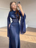 Spring Wine Red Stand Collar Long Sleeve Slim Fit Slit Long Dress Women Elegant Temperament Flowy Gown