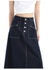 High Waist Denim Skirt Women Autumn Single Buttons Long Skirt Women Korean Style Casual Jeans Skirts Womens