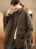 Retro Thickened Cotton Coat Women's Big Pocket Medium-Length Casual Large Size Quilted Winter Jacket W961