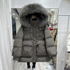 Lagabogy Winter Women's Medium-Length White Duck Down Jacket Female Thick Waist-Fitted Puffer Coat Large Real Raccoon Fur