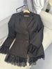 Elegant Lace Blazer Coat Women Office Lady Full Sleeve Single Breasted Jackets Autumn Black Casual Slim Coats