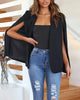Spring and Autumn Leaderless Design Cape Suit Jacket Office Casual Loose Top Cape Collar Open Sleeve Cape Women's Jacket