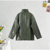 Casual Pu Leather Women Jacket Street Long Sleeve Stand Collar Zippers Female Outwear Autumn Winter Lady Streetwear