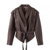Leather Jackets Women's With Belt Fur Coat Streetwear Solid Outwear Woman Elegant Jackets Chaqueta De Cuero Para Mujer