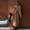 Casual Women Solid Loose Long Trench Coat with Belt Chic Stand Collar Double Breasted Oversize Long Jacket Autumn Outerwear