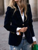 Elegant Velour Blazers Women Retro Single Button Suit Collar Jacket Blazer Coat Autumn Long Sleeve Simple Outerwear