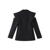 Hollow Out Long Sleeve Blazer Jacket For Women Spring Solid V-neck Waist Suit Coats Office Lady Chic Outerwear