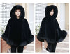 Black Fur Coat Women's Winter Shawl Cape Style Short Imitation Fox Fur Thick Hooded Windbreaker Female Warm Faux Fur Cloak