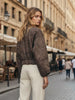 Chic Suede Embroidered Short Coats Women Casual Round Collar Full Sleeves Zipper Pockets Loose Coat Lady Daily Street Outerwear