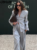 Elegant Button Jacket Pants Suit Women Solid Loose Full Sleeve Lapel Jackets Straight High Waist Trousers Suit