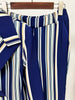 High Street Designer Runway Suit Set Women's Colorful Striped Blazer Jacket Flare Pants Set 2pcs