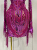 Sparkly Diamonds Sequin Tassels Sexy Mesh Short Dress Women Evening Party Celebrate Birthday Nightclub Show Photo Shoot Wear