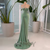 Chic Evening Dresses for Women Rhinestones One-Shoulder Trumpet Sweep Train Pleat Satin Vestido De Noche Customized