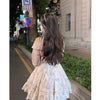 Sweet Bow Corduroy Long Sleeve Tops Women+ Y2k Gentle Slim Waist Bottoming Camisole Floral Dress Spring Two Piece Sets