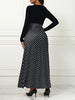 Polka Dot Print Medium Stretch Maxi Dress, Women's Plus High Waist Elegant Long Dress