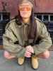 Autumn Women's Green Suede Short Jacket Loose Lapel Zipper Long Sleeve Bomber Coat Female Lady High Street Outwears