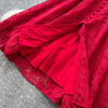Spring Autumn High End Elegant Birthday Party Women's Dress French Hook Flower Single Breasted Slim Lace Long Dress S89