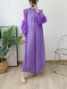 Yudx Purple Pleated High Neck Maxi Evening Dress, Ruffle Sleeve Women's Wedding Guest Ramadan Party Dress