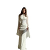 Spring Wine Red Stand Collar Long Sleeve Slim Fit Slit Long Dress Women Elegant Temperament Flowy Gown