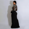 Women Long Sleeve Diamonds Rhinestones High Side Split Mermaid Midi Maxi Dress Even Sexy Party Dresses Vestidos