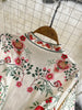 Runway Designer Dresses Women Stand Neck Long Sleeve Floral Print With Belt Boho Holiday Dress Flower Long Robes