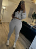 Street Women's Set Zipper Fly Crop Sweatshirt and Jogger Sweatpants Elegant Fall Sportwear Two 2-Piece Set Outfits