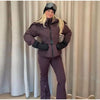 Women Peplum Ski Jackets Hooded Stand Collar Belt Waist Zipper Solid Puffer Jacket Sheath Warm Sport Winter Skiwear