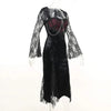 Elegant Mall Gothic Women Evening Dresses Grunge Aesthetic E-girl Velvet Midi Dress Lace Splice Sexy Split Alt Outfits