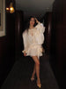 Female Long Flare Sleeves Lace Up Mini Dress Elegant Chiffon Ruffle High Waist Vestidos Autumn Woman Party Wear