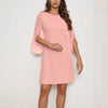 Woman Chiffon Bell Sleeve Shift Dress Woman Round Neck Soft Touch Lightweight Chic Design for Casual Elegance