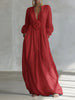 Boho Vacation Woman Maxi Dress 3D Flower V Neck Long Sleeve Solid Color Elegance Flowy Dresses Woman Spring Robes Vestidos