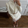 Urban Solid Women's Two Piece Set Elegant Puff Long Sleeve V Neck Blazer Mesh Suit Skirt Autumn Lady Outfit