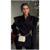 Chic Solid Waist Cinching Blazer Coat Women Wide Shoulder Split Sleeves Single Button Jacket Spring Lady Street Jackets