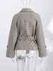Plaid Windbreaker Grid Jacket Lapel Collar Double Breasted Trench Woman Coat Waist Tie Belt Long Sleeve Short Top Casual Clothes