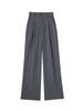 Women Solid Pleated Front Zipper Wide Leg Pants Vintage High Waist Full Length Female Chic Lady Trousers